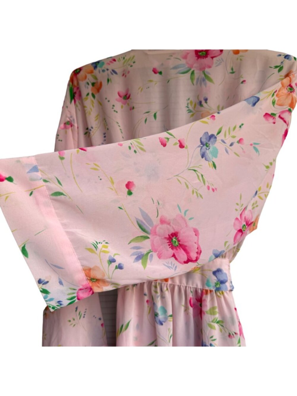 Victoria's Secret Kimono Sexy Robe Lingerie O/S  Pink Blue Floral Tie Loungewear - Picture 11 of 14